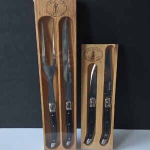 Laguiole Carving and Paring Knife Sets Black Handle Stainless by Jean Dubost